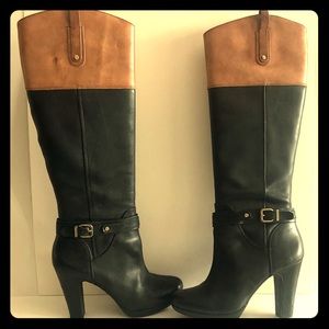 Gianni Bini two-tone leather knee high boots 8.5